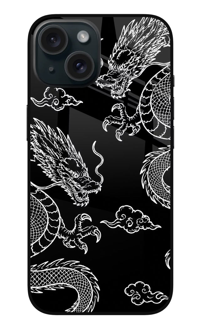 Twin Dragons iPhone 15 Glass Case