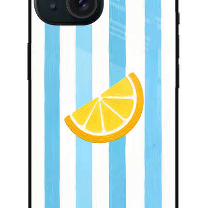Summer Lemon iPhone 15 Glass Case Back Cover by Casekaro