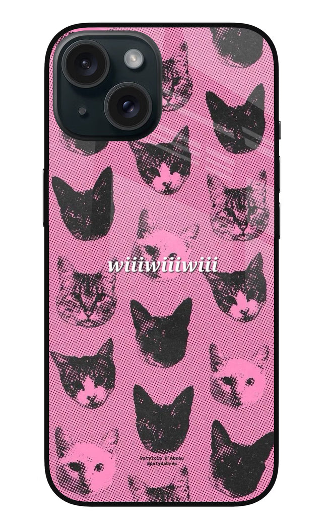 Pink Cats iPhone 15 Glass Case