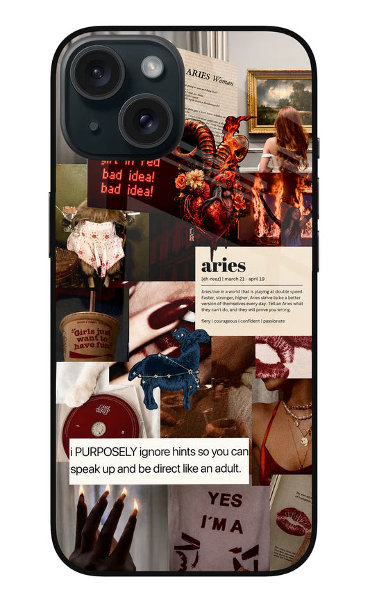 Zodiac Aries iPhone 15 Glass Case