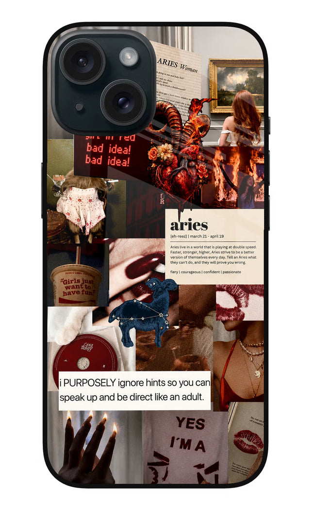Zodiac Aries iPhone 15 Glass Case