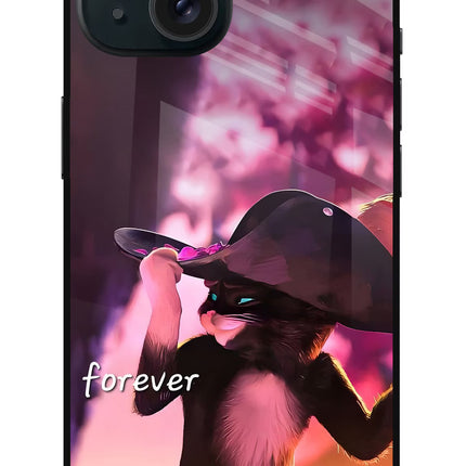 Forever Cat iPhone 15 Glass Case