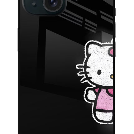 Kitty Charm iPhone 15 Glass Case Back Cover by Casekaro
