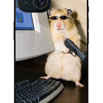 Hacker Hamster iPhone 15 Glass Case Back Cover by Casekaro
