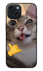 Silly Cat Call iPhone 15 Glass Case
