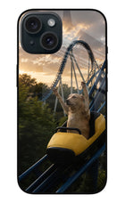 Rollercoaster Dog iPhone 15 Glass Case