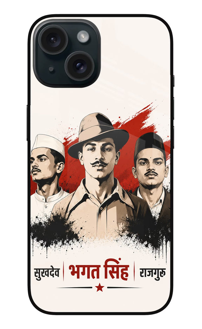 Bhagat Singh Trio iPhone 15 Glass Case