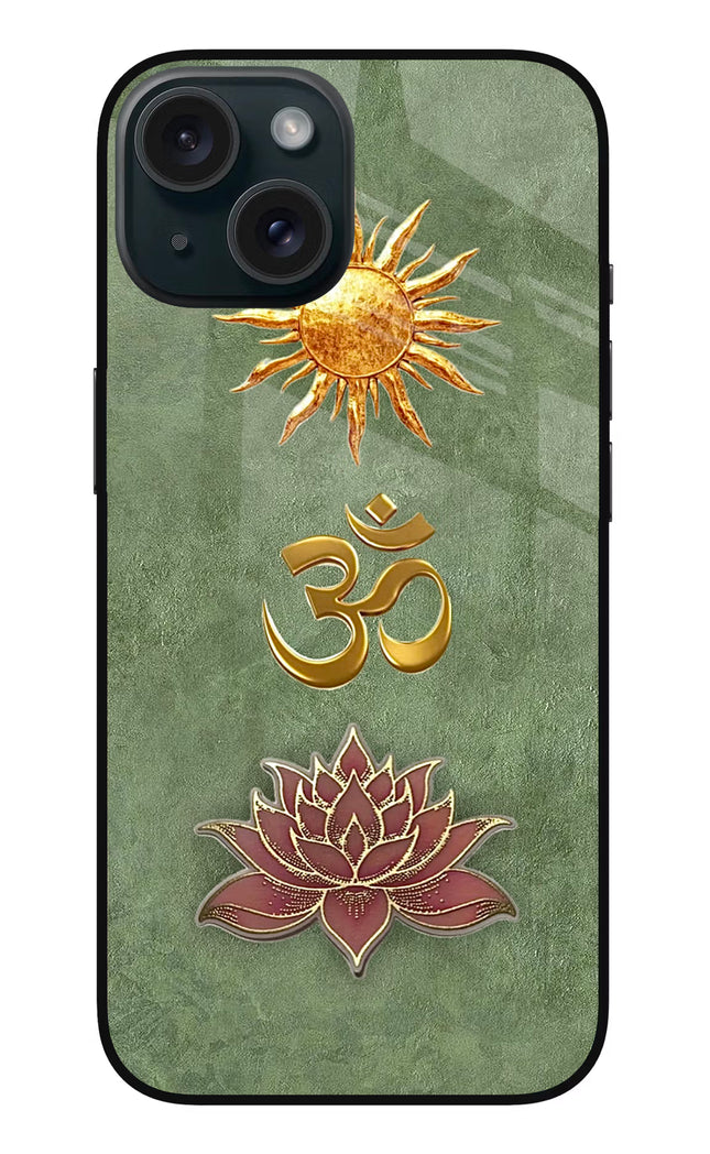Om & Lotus iPhone 15 Glass Case