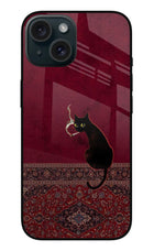 Midnight Cat iPhone 15 Glass Case