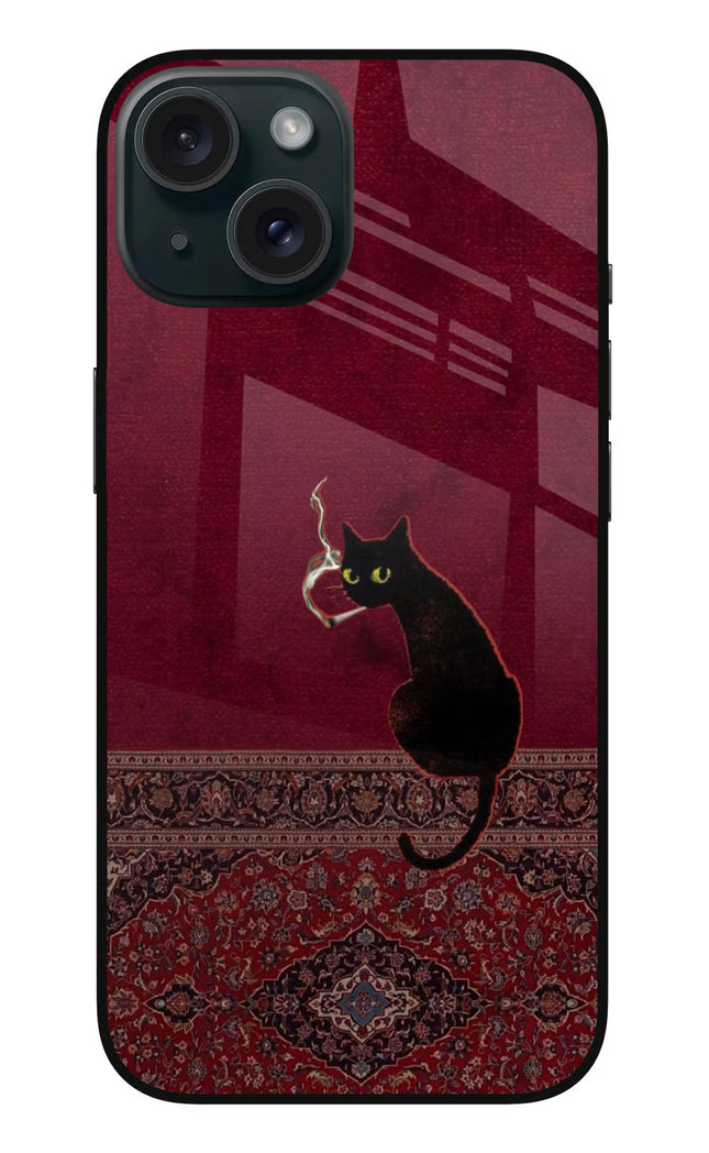 Midnight Cat iPhone 15 Glass Case