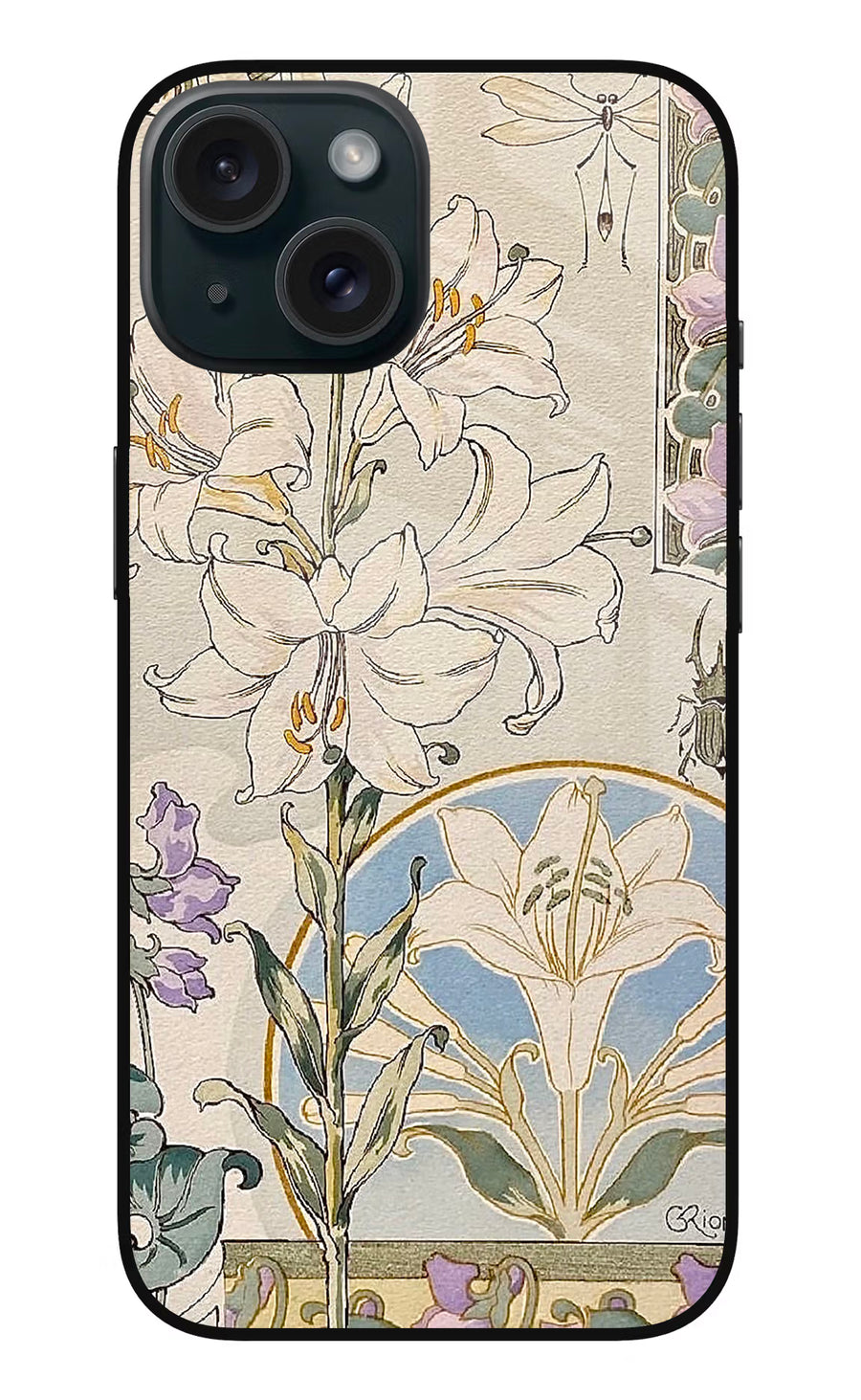 White Lily iPhone 15 Back Cover, Glass case