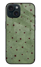 Green Stars iPhone 15 Glass Case