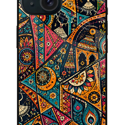 Folk Print iPhone 15 Glass Case