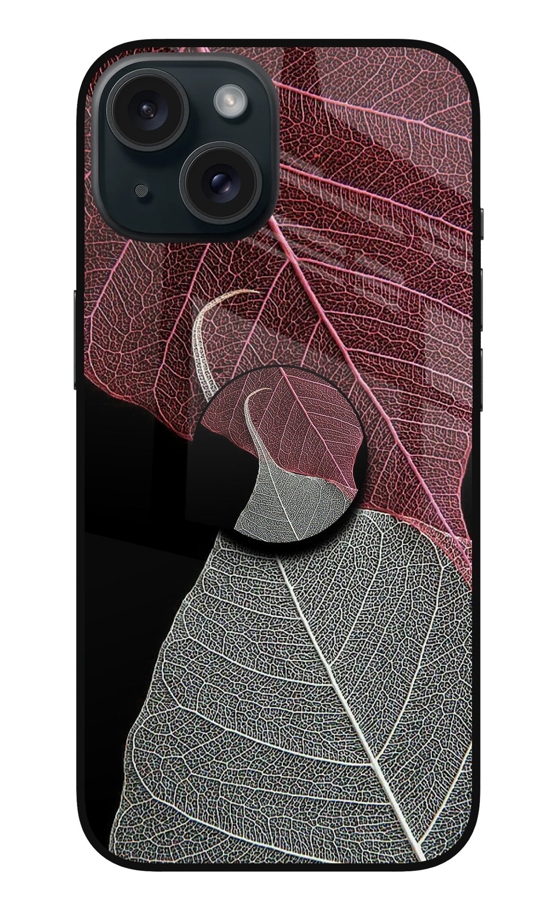 Leaf Pattern iPhone 15 Glass Case