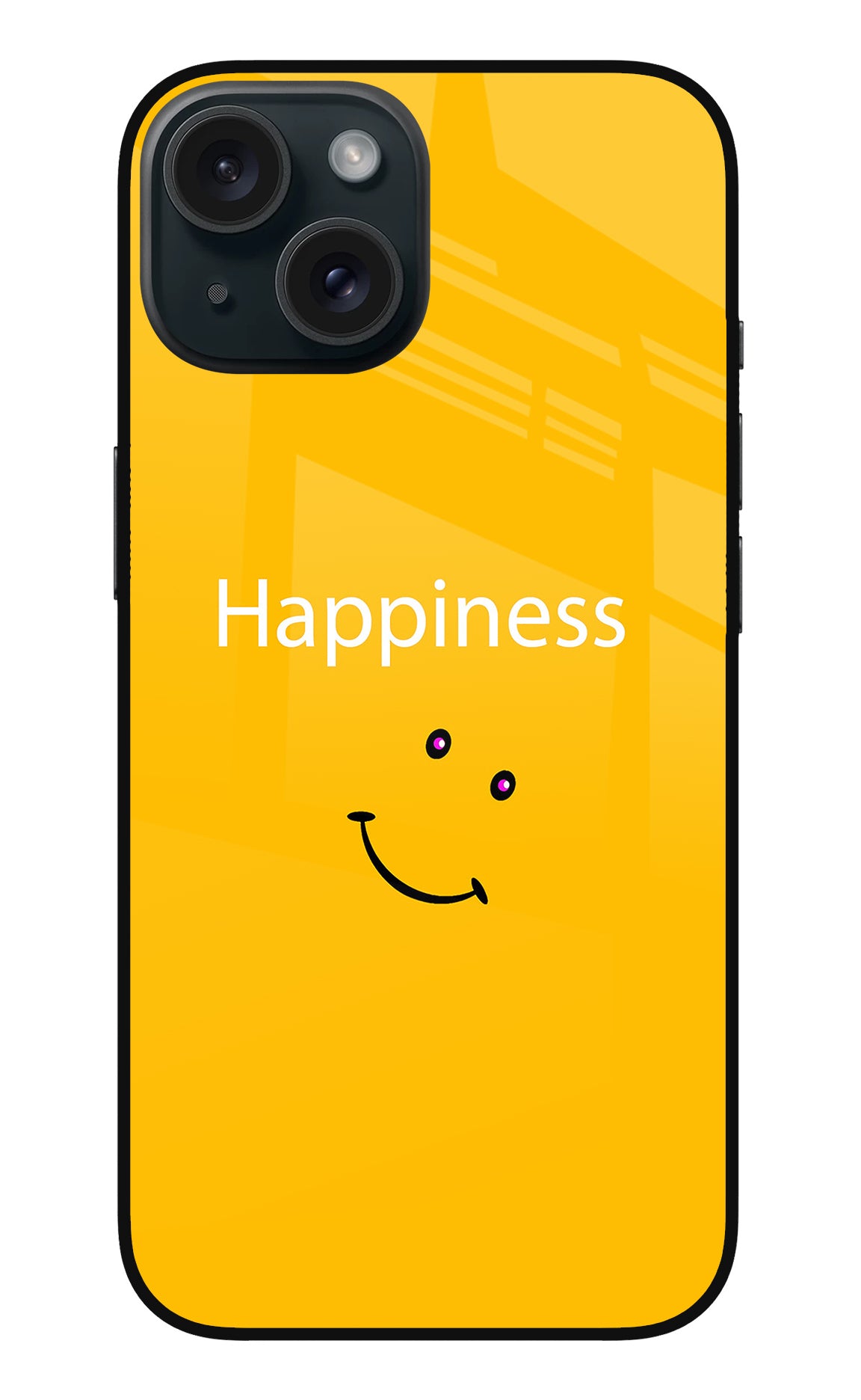 Happiness With Smiley iPhone 15 Plus Glass Case