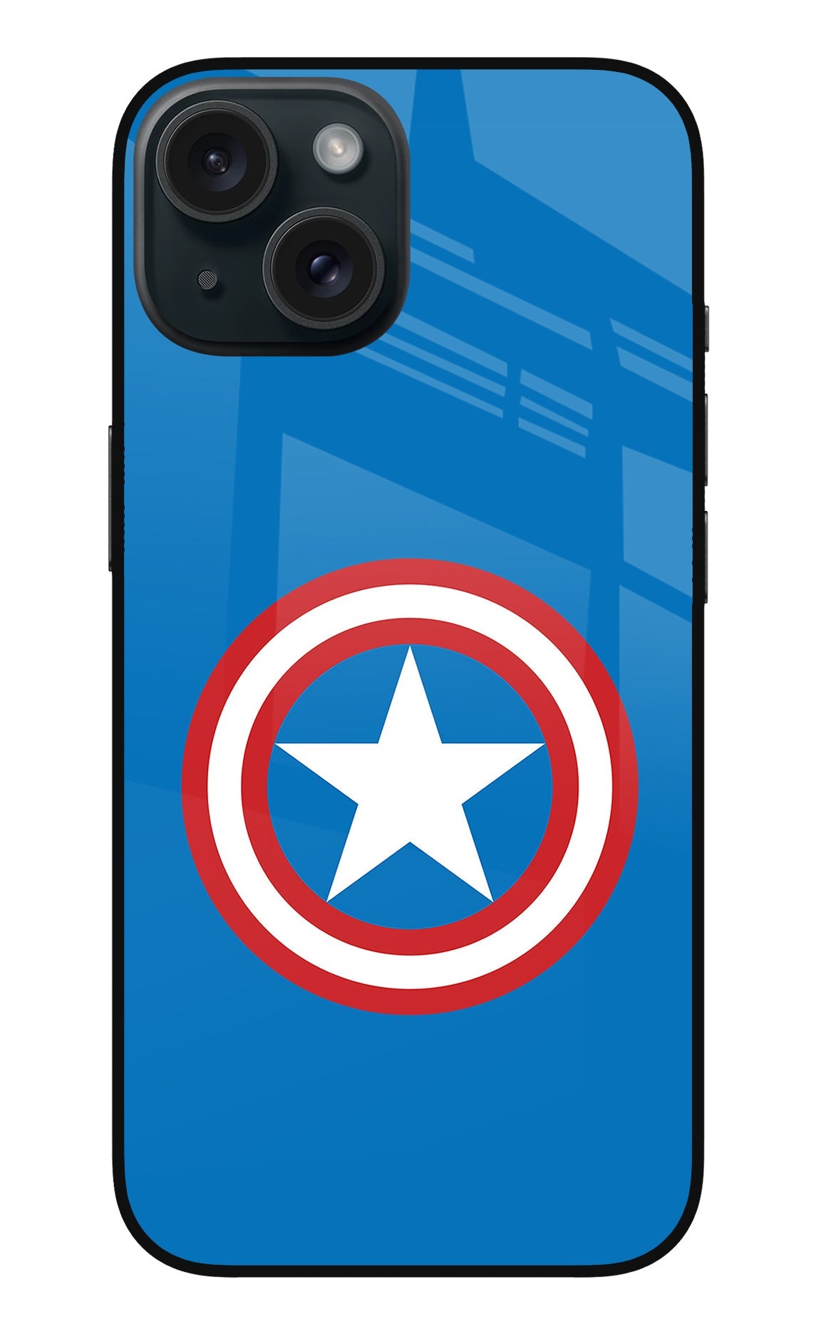 Captain America Logo iPhone 15 Plus Glass Case