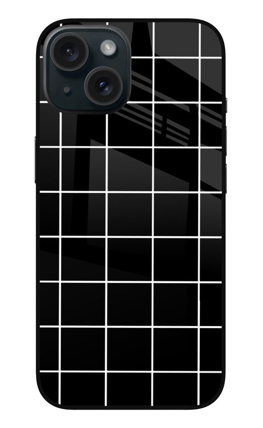 White Grid iPhone 15 Plus Glass Case