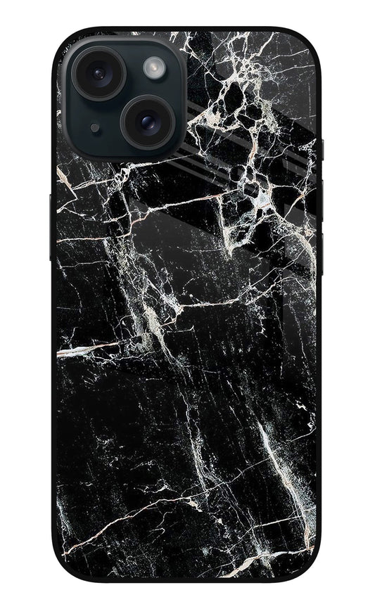 Black Marble Texture iPhone 15 Plus Glass Case