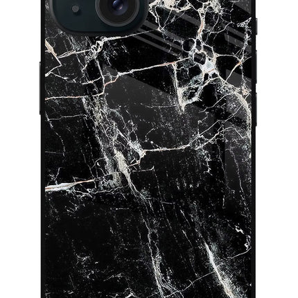 Black Marble Texture iPhone 15 Plus Glass Case