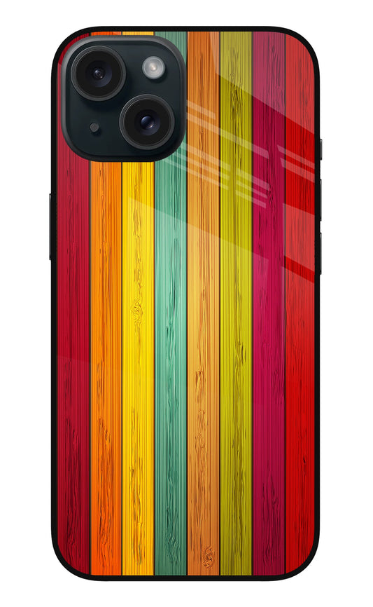 Multicolor Wooden iPhone 15 Plus Glass Case