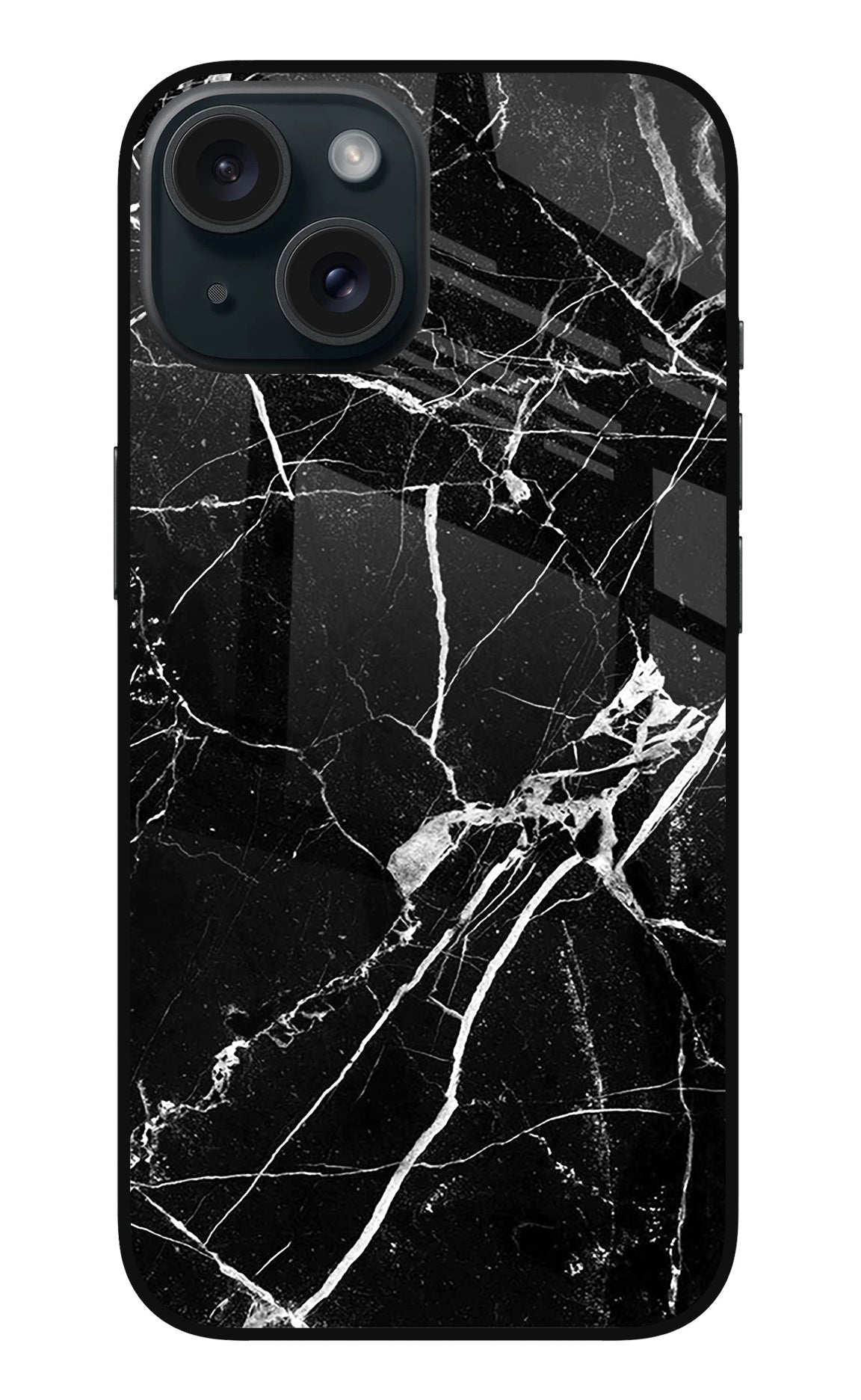 Black Marble Pattern iPhone 15 Plus Back Cover