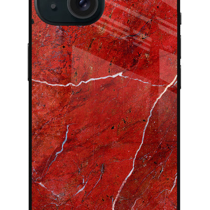 Red Marble Design iPhone 15 Plus Glass Case