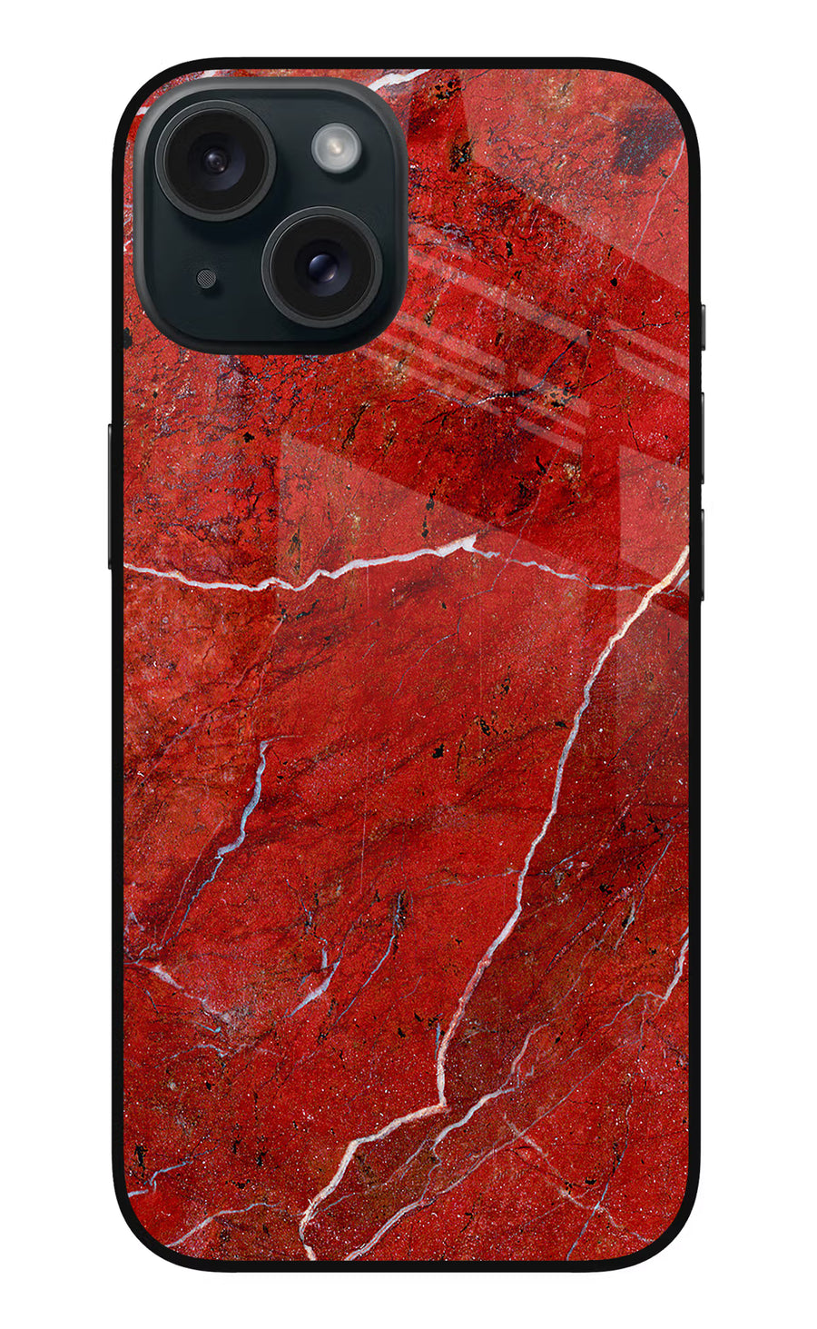 Red Marble Design iPhone 15 Plus Back Cover, Metal case