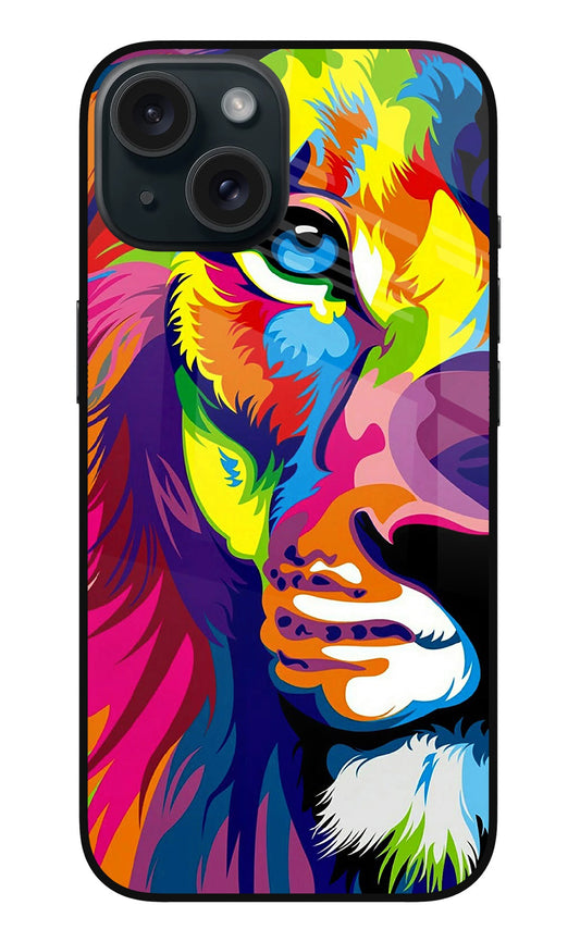 Lion Half Face iPhone 15 Plus Glass Case