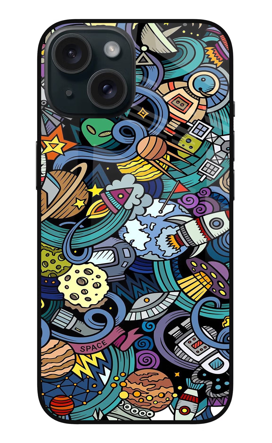 Space Abstract iPhone 15 Plus Glass Case Back Cover by Casekaro