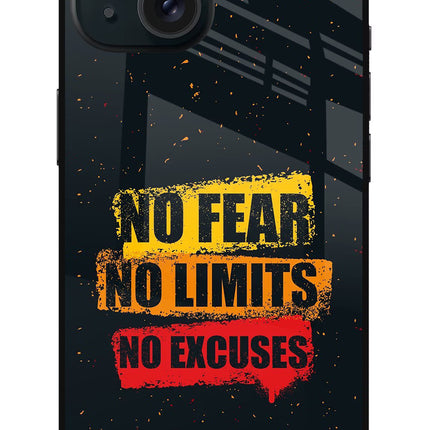 No Fear No Limits No Excuse iPhone 15 Plus Glass Case