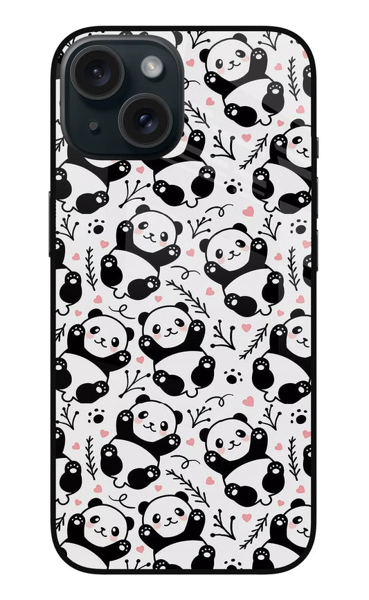 Cute Panda iPhone 15 Plus Glass Case