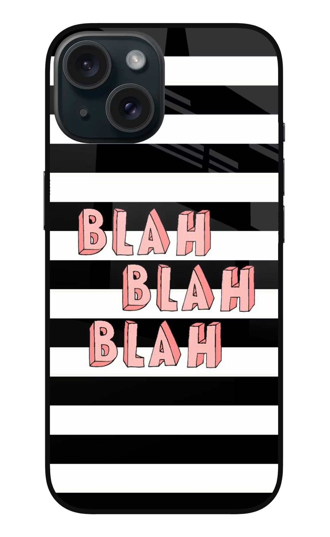 Blah Blah Blah iPhone 15 Plus Glass Case Back Cover by Casekaro