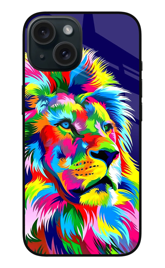 Vector Art Lion iPhone 15 Plus Glass Case