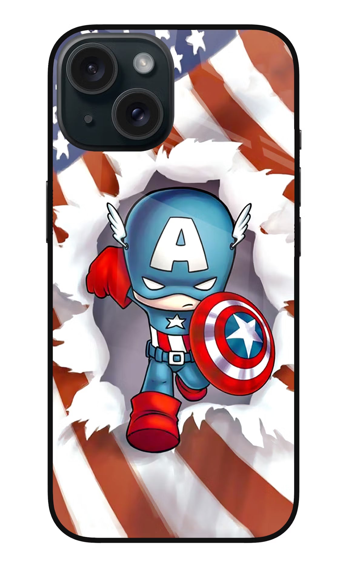 Captain America iPhone 15 Plus Glass Case Back Cover by Casekaro