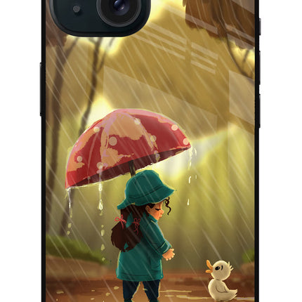 Rainy Day iPhone 15 Plus Glass Case Back Cover by Casekaro