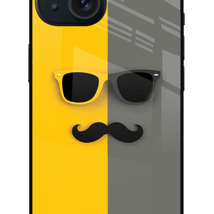 Sunglasses with Mustache iPhone 15 Plus Glass Case