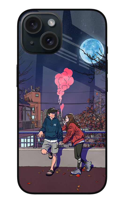 Chilling Couple iPhone 15 Plus Glass Case