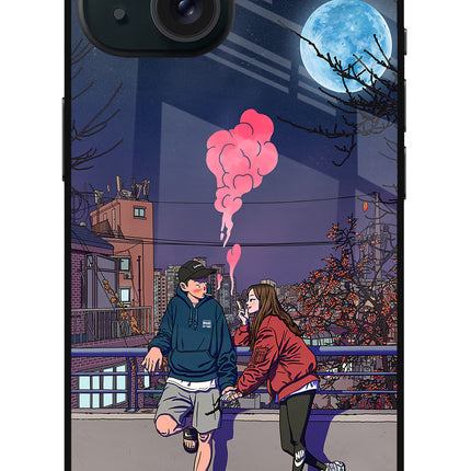 Chilling Couple iPhone 15 Plus Glass Case