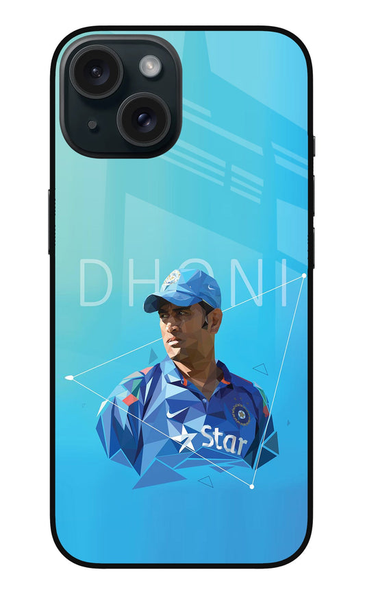 Dhoni Artwork iPhone 15 Plus Glass Case