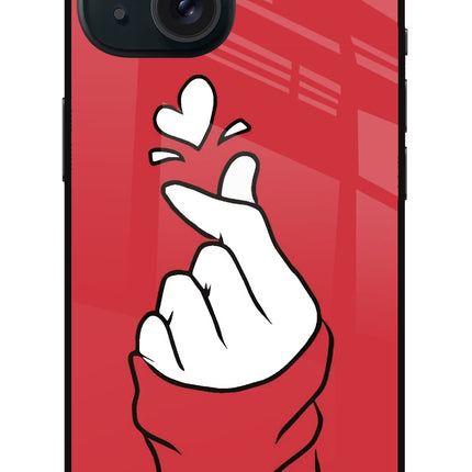 Korean Love Sign iPhone 15 Plus Glass Case