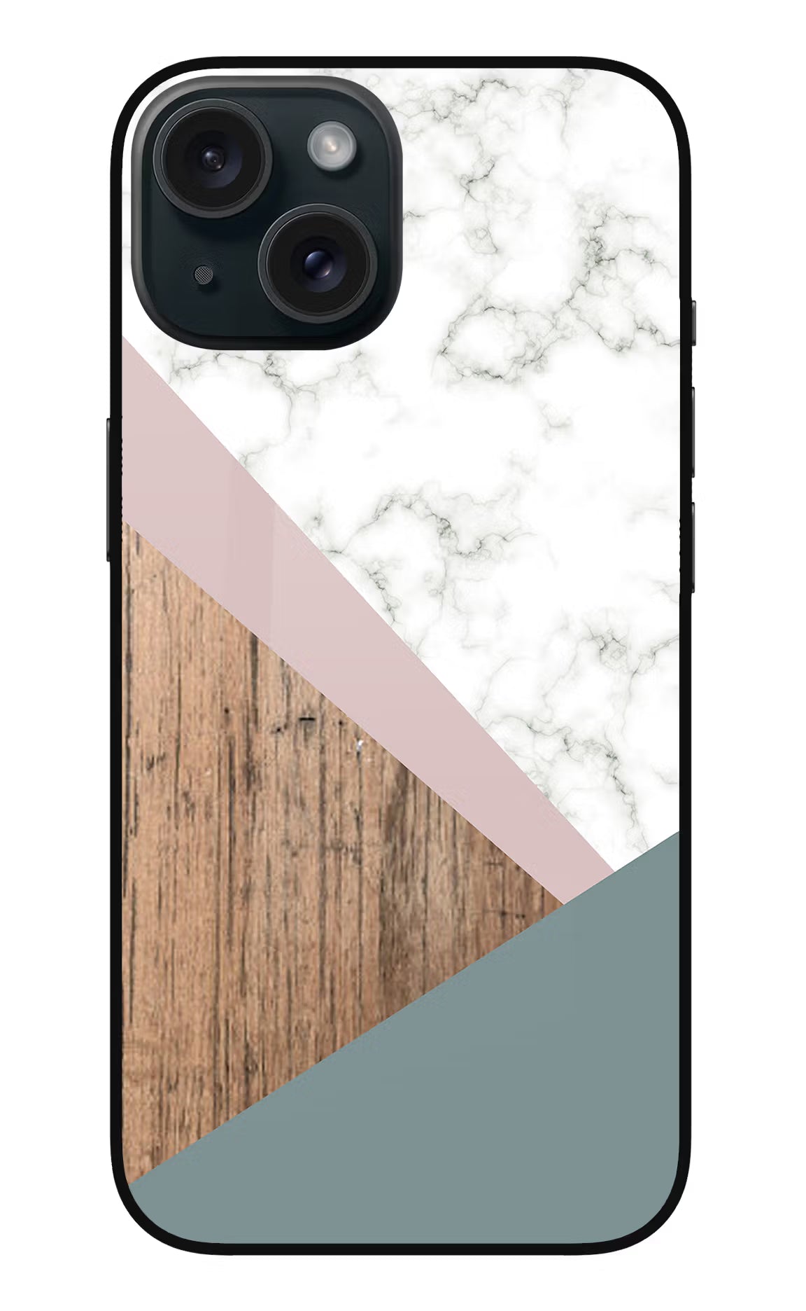 Marble wood Abstract iPhone 15 Plus Glass Case Back Cover by Casekaro