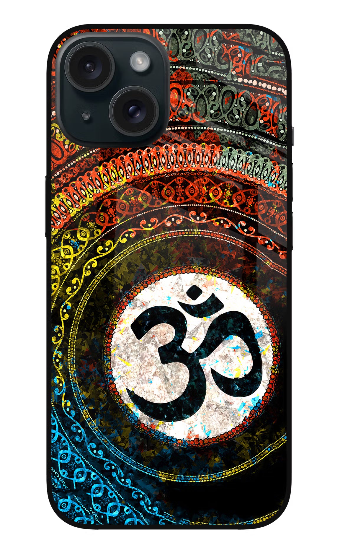 Om Cultural iPhone 15 Plus Glass Case Back Cover by Casekaro