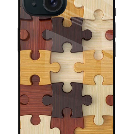 Wooden Puzzle iPhone 15 Plus Glass Case