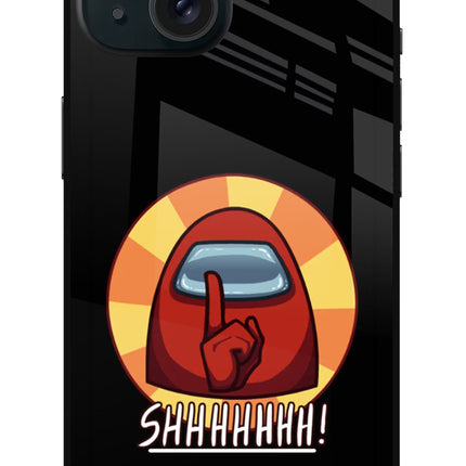Among Us Shhh! iPhone 15 Plus Glass Case Back Cover by Casekaro