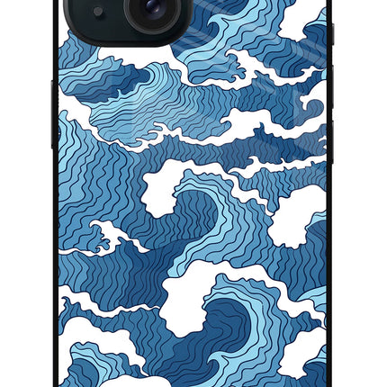 Blue Waves iPhone 15 Plus Glass Case