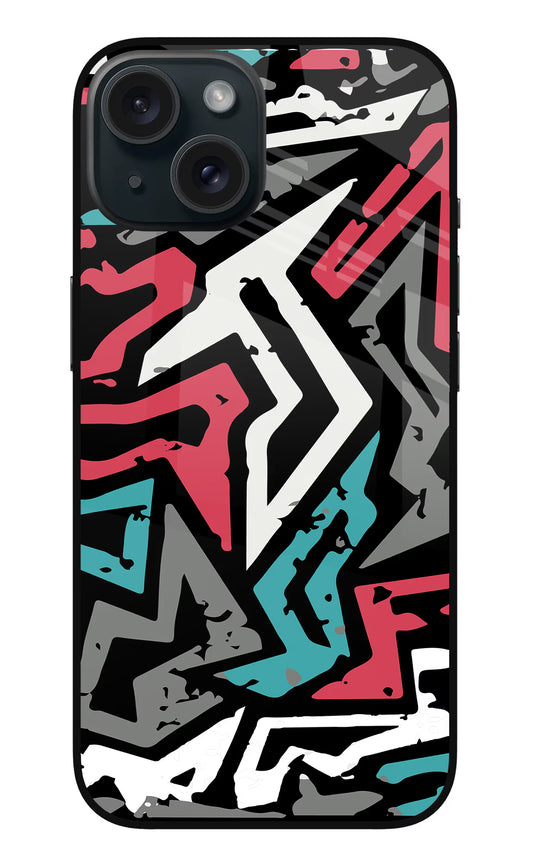 Geometric Graffiti iPhone 15 Plus Glass Case