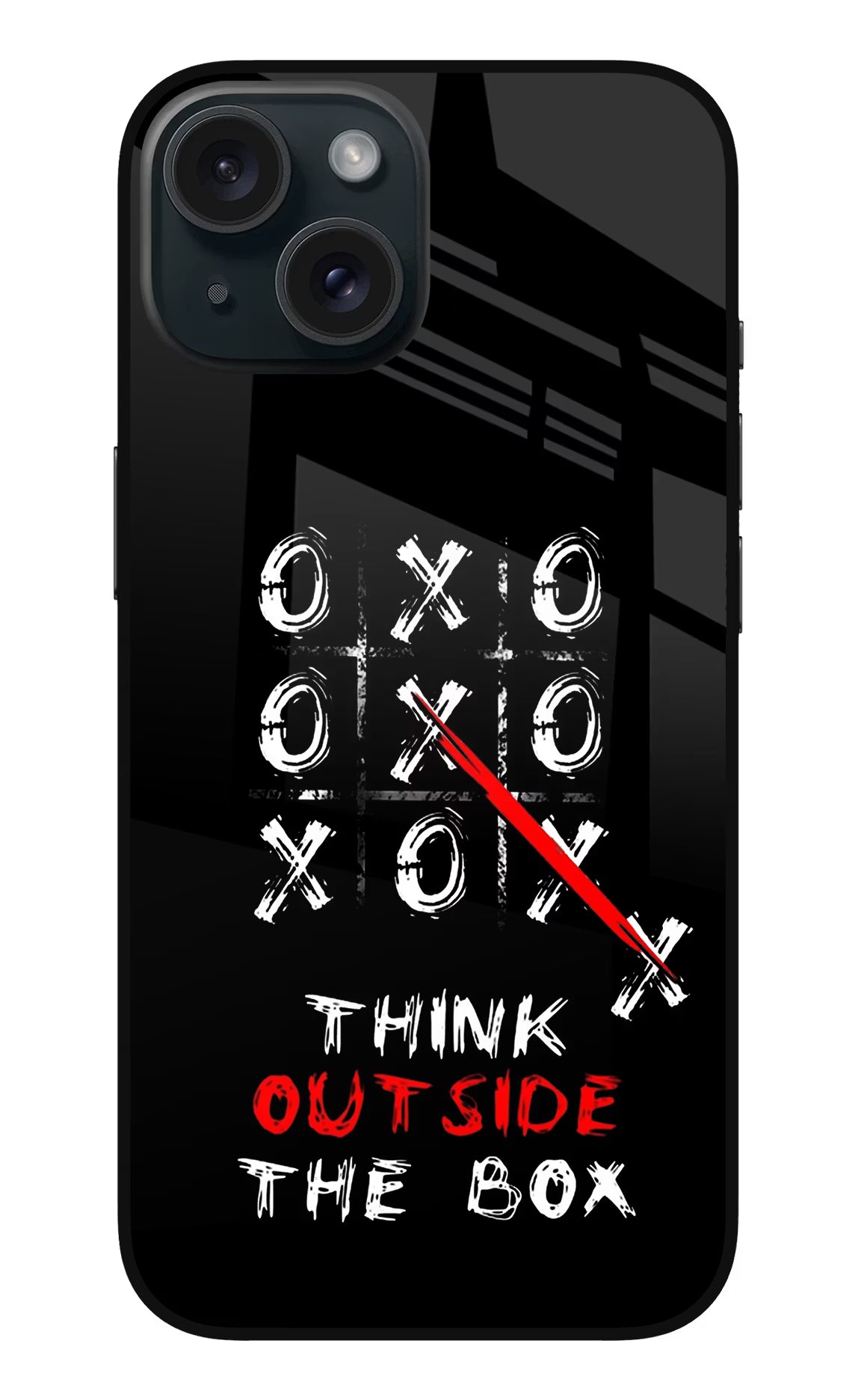 Think out of the BOX iPhone 15 Plus Glass Case Back Cover by Casekaro