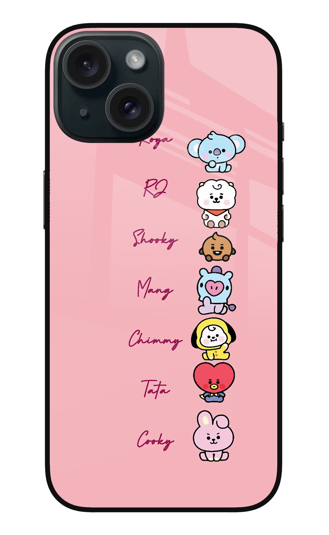BTS names iPhone 15 Plus Glass Case Back Cover by Casekaro