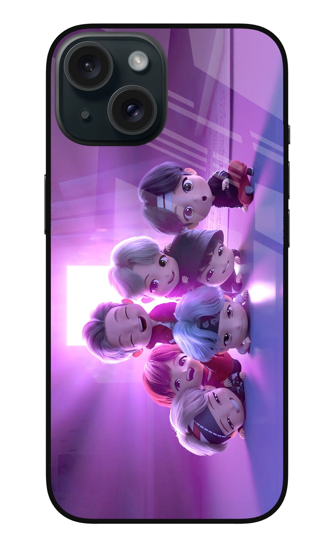 BTS Chibi iPhone 15 Plus Glass Case