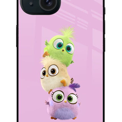 Cute Little Birds iPhone 15 Plus Glass Case